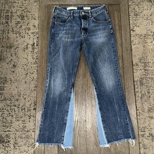 Pilcro and the Letterpress High Rise Flare Two Tone Jeans